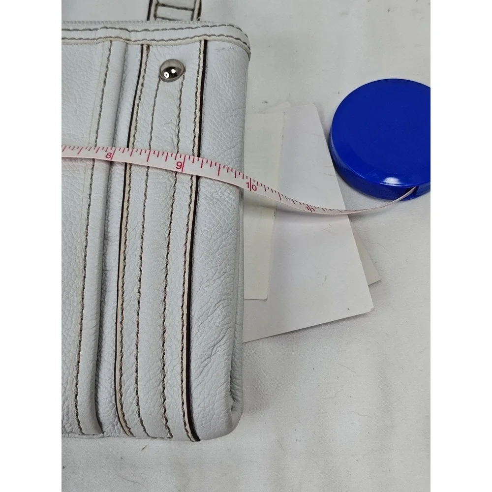 Tignanello White Leather Crossbody Bag East West Small Zipper Purse T12127 New